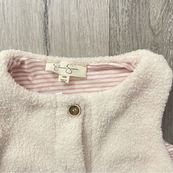Jessica Simpson Baby Girl’s Cream Sherpa Button Front Sleeveless Vest 18M - Picture 2 of 11